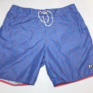 Johnnie O Swim Trunks Shorts XXL 2XL Mens Blue Surf Board Drawstring LINED